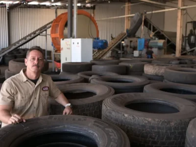 Pneus velhos viram asfalto e produtos novos
